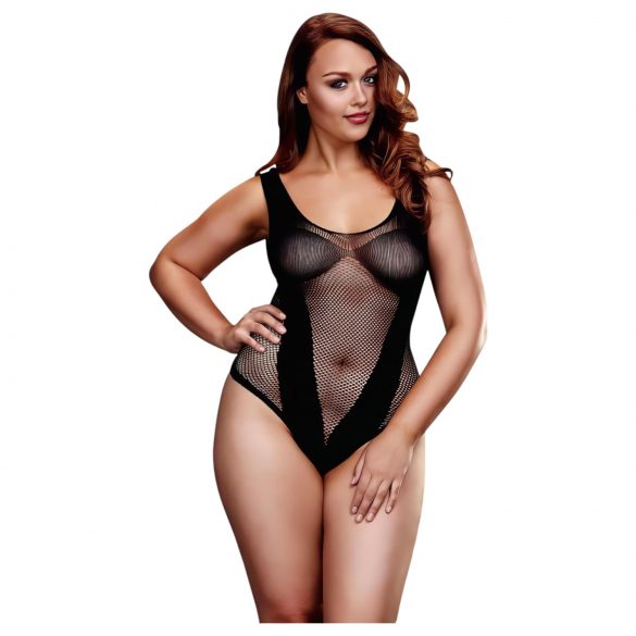 BACI Plus Size - rafinuotas, tinklinis bodis - juodas (XL-XXL)