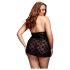 BACI Plus Size - ant kaklo nešiojamas, nėriniuotas babydoll - juodas (XL-XXL)