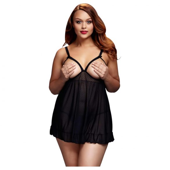 BACI Plius dydis - atviras, taškuotas babydoll - juodas (XL-XXL)