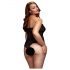 BACI Plus Size - kaklo dirželio, permatomas kūno kostiumas - juodas (XL-XXL)